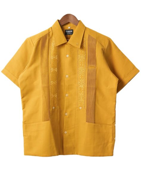 Classic×Estrella Standard【REJILLADA】【 S/S GUAYABERA】【Mustard×Mustard】