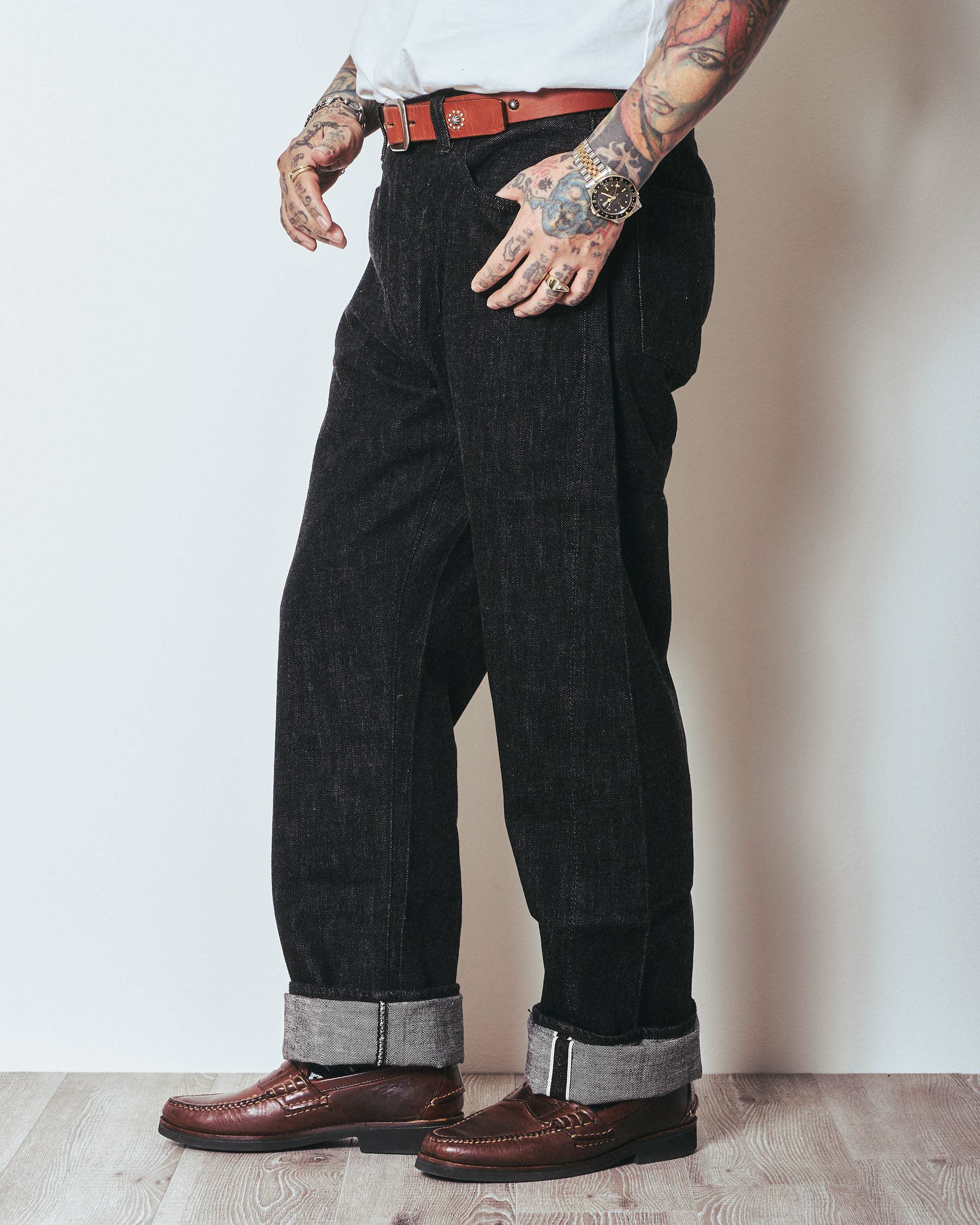 1101BKSS Wide Black Selvedge Denim(Super Smooth) | Classic clothing