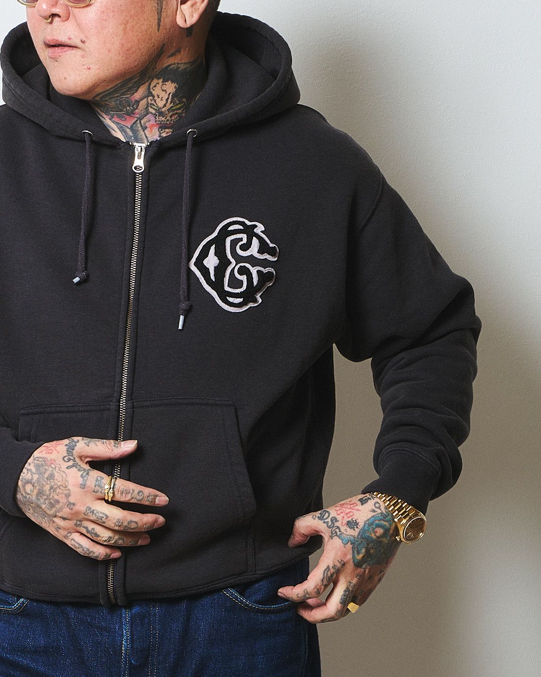 Classic【C】Logo wappen Zip Hoodie（for Denim） | Classic clothing