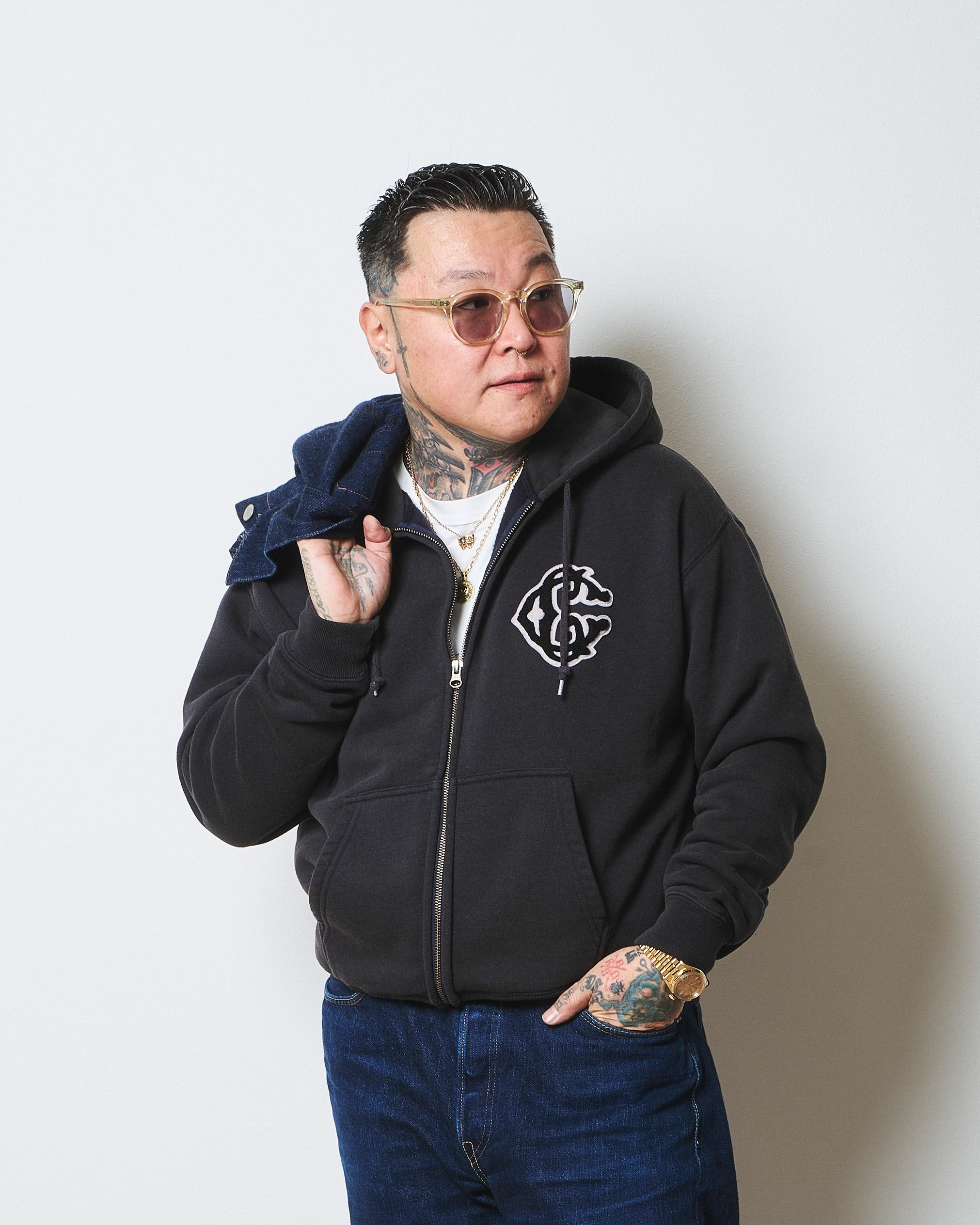 Classic【C】Logo wappen Zip Hoodie（for Denim） | Classic clothing